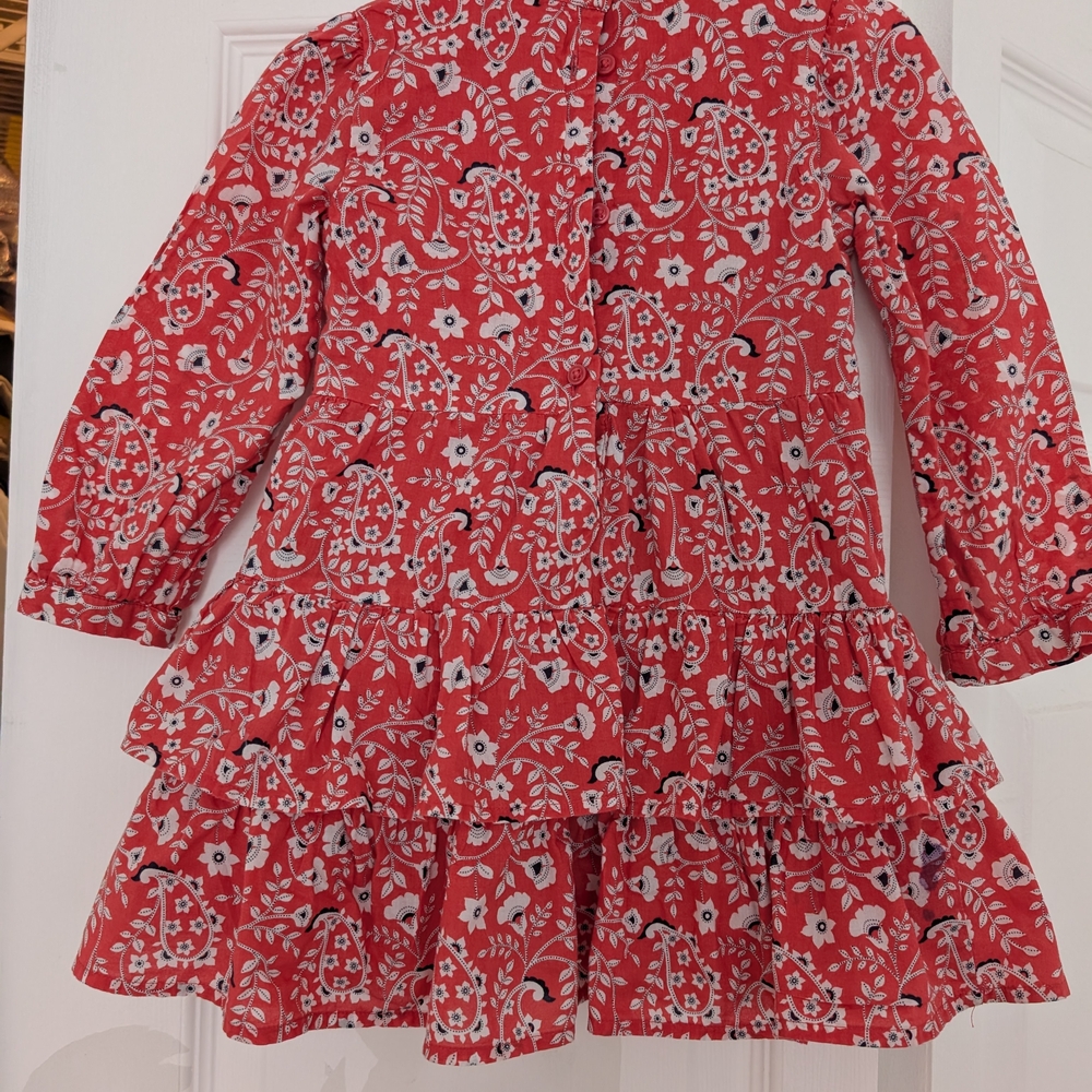 Red Floral Long Sleeve Dress